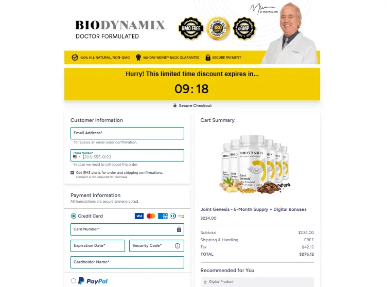 BioDynamix Joint Genesis-checkout page
